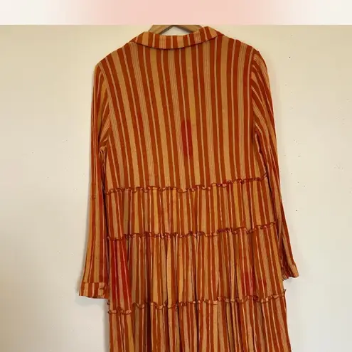 Blue Rain  Orange and Red Striped Dress