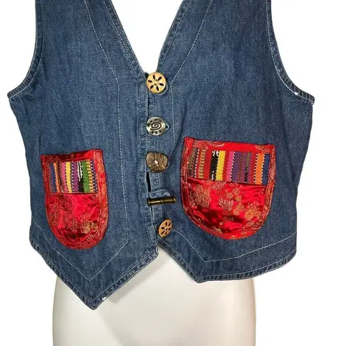 Vintage Nina Piccalino Unique Denim Vest Size 8 Blue