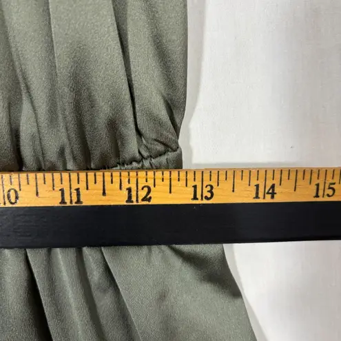 JLo Satin Halter Dress Womens S Olive Green Wrap Skirt Romantic Chic Wedding