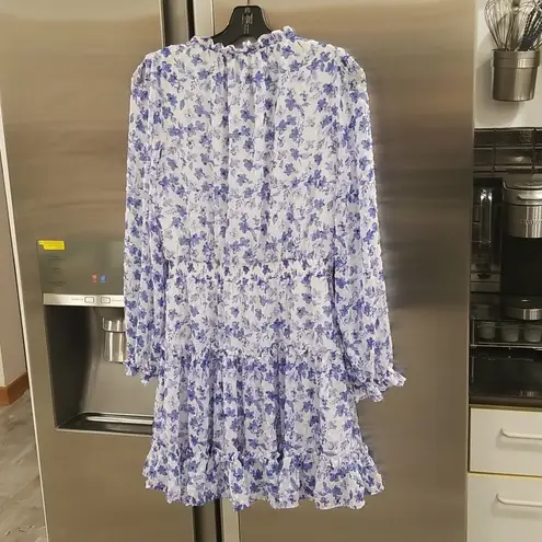 Skies Are Blue ππ Sweet Floral Mini Dress ~ White Cobalt Blue Print Small NWOT