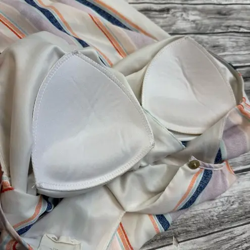 Harper Heritage Womens Faux Wrap Striped Dress M Med Medium Multicolor High Neck White