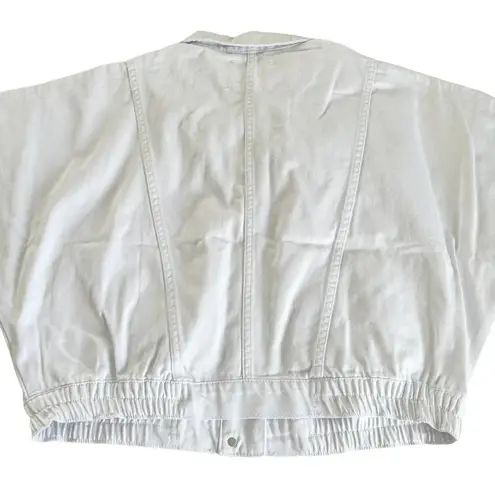 Habitual Oversize White Short Sleeve Crop Denim Jacket Size Medium NWT