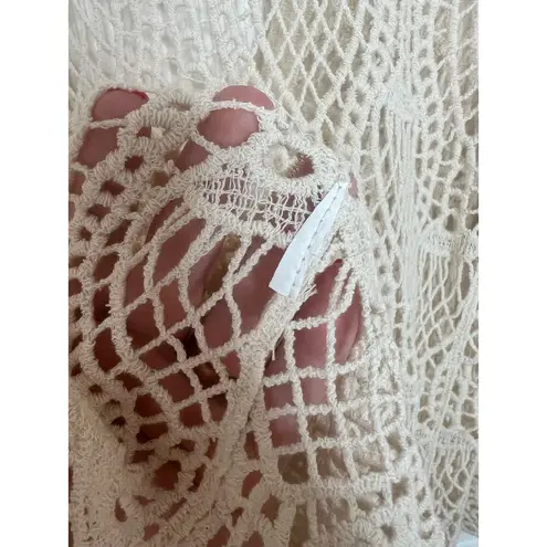 Boho Cream Crochet Lace Top or Swim Swimsuit Cover Up Beach Bohemian Size Medium