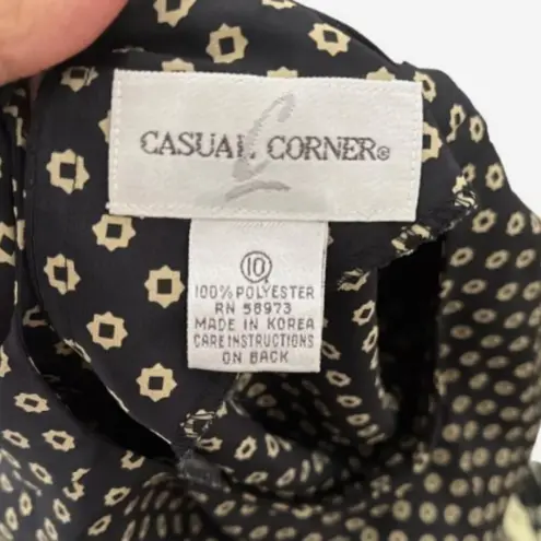 Vintage 80s Casual Corner navy gold geometric pattern 2 piece skirt suit 10