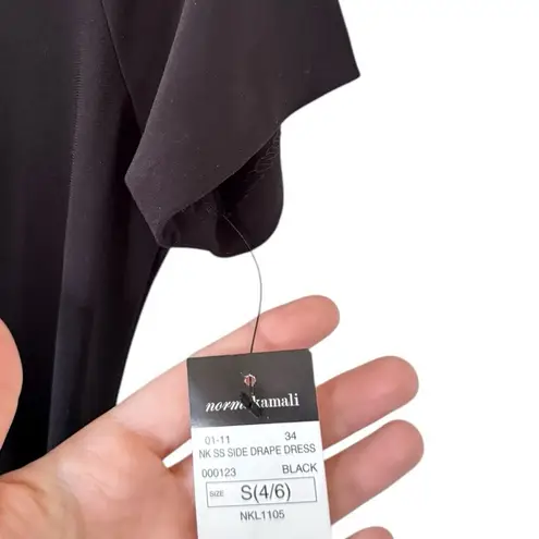 Norma Kamali NEW Black Short Sleeve Side Draped Dress