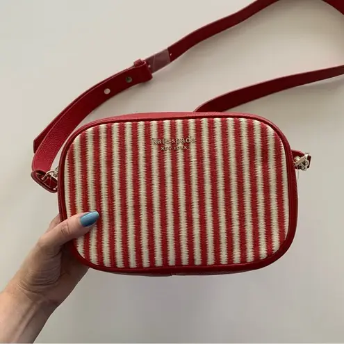 Kate Spade  New York Astrid Red Stripe Medium Crossbody Purse Camera Bag NWT