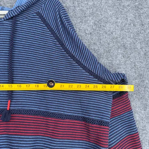 Natural Reflections Striped Hoodie Tunic Top Women's 3X Blue Red Cotton Blend