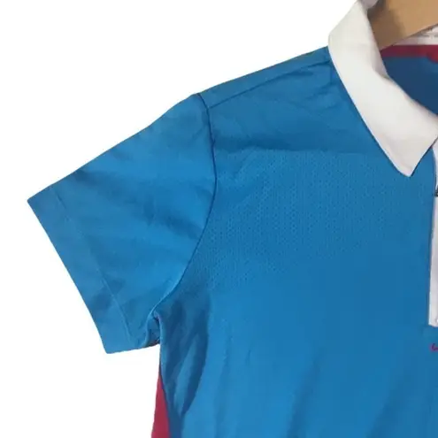 Nike  Golf Dri-Fit Performance Short Sleeve Half Zip Blue with Red Stripe Polo