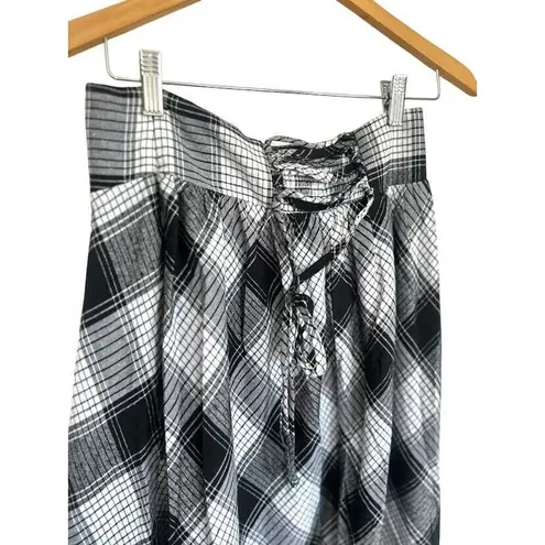 Scarlet Darkness Plaid Maxi Skirt M Lace Up Back Long Grunge Coquette Academia Black Size M