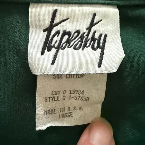 Vintage Tapestry Christmas Button Up Shirt L Green Size L