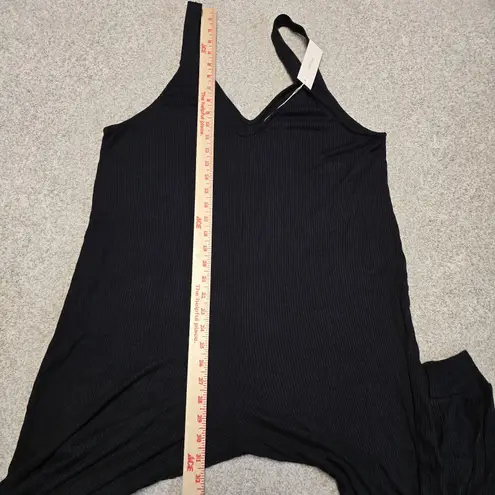 Eberjay Eberjey Elon Black Bound Ribbed V-Neck Jumpsuit Black Lounge Sz L NWT