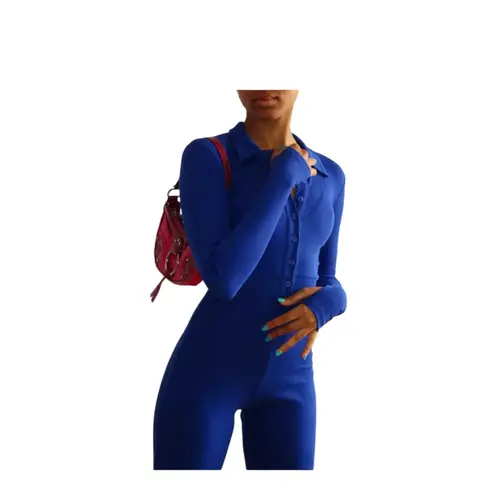 Peachy Den June Jumpsuit Womens Size Small Ultramarine Blue Pantsuit