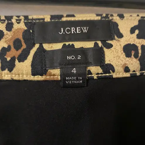 J.Crew ‎ Black Gold Knee-Length Cheetah Print Pencil Skirt Size 4