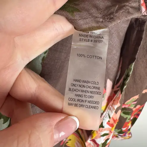 Soft Surroundings Floral Tunic Top Size S/M Long Sleeve Boho Artsy Cottage Fall