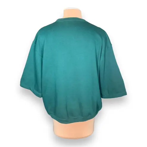 Vintage Basic Editions Sweatshirt Green Fall Leaves Squirrel Drop Shoulder OOAK Size M - Image 6