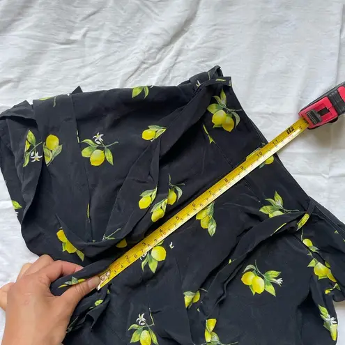 Rails 100% Silk Gigi Black/Lemon Print Pleated High Waisted Shorts XS VGUC