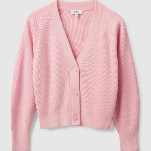 COS Pink Ribbed Knit Cardigan Medium