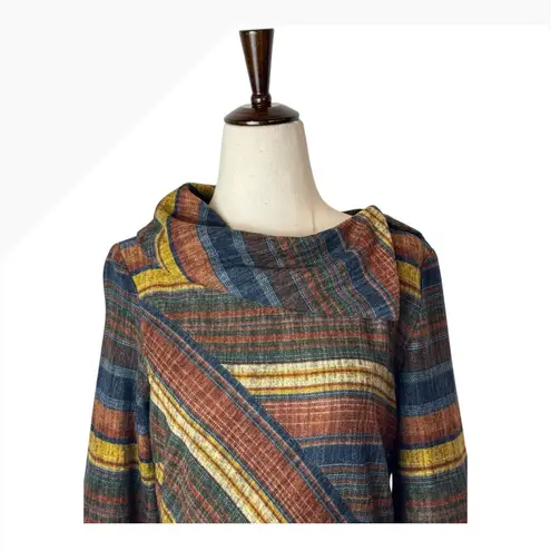 Danny and Nicole Dress Women 6 Brown Striped Asymmetrical Hem Midi Boho Preppy