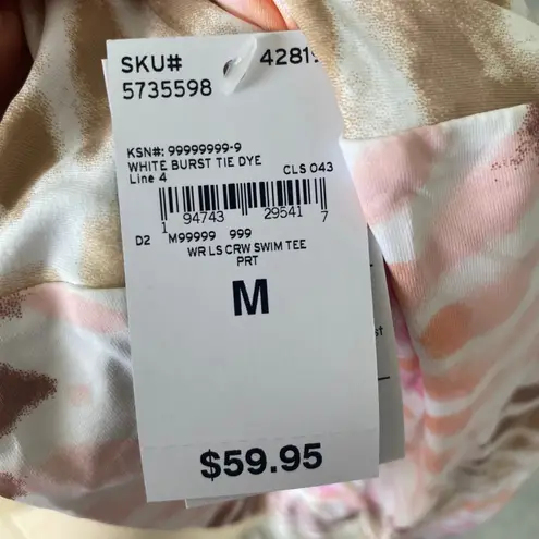 LANDS END NWT Tie Dye Burst Long Sleeve Rashguard Swim T Shirt Size Medium Pink