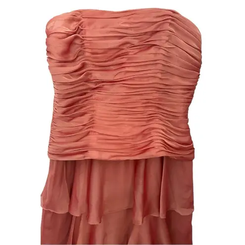 Cachet salmon Strapless Ruched Tiered Cocktail Dress Size 8