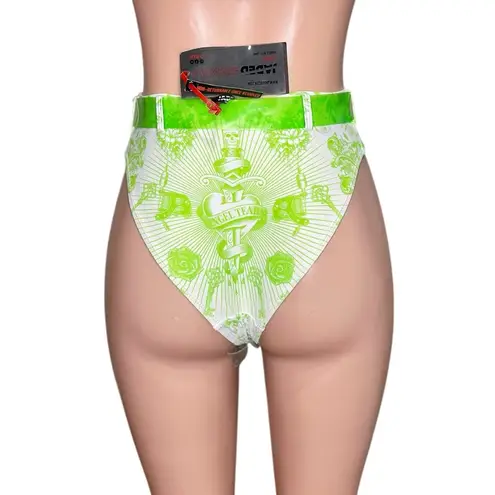 Jaded London Extreme Cup Top & Belted Bikini Bottom, Green Tattoo Print, 2 (US)