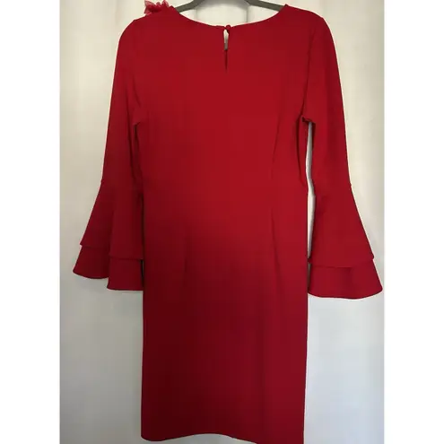 MSK Women's Size Medium Red Bell Sleeve Dress Flowy Party Holiday Evening