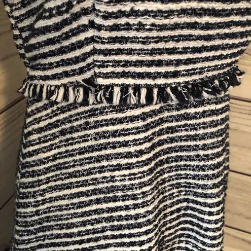 ZARA Tweed Navy & White Skater Dress