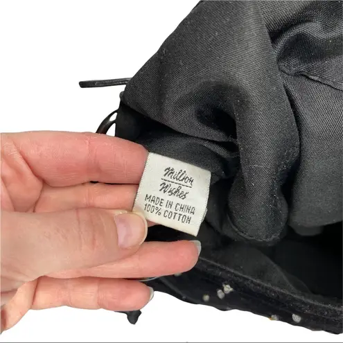 Million Wishes Black Velvet Embroidered and Beaded Shoulder Purse Bag