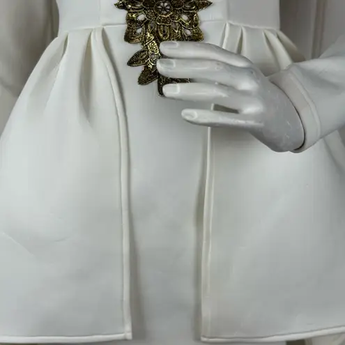 Eien U.S.A Elegant White and Gold High Low Dress Size Small