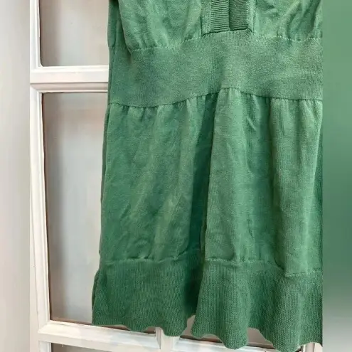 BCBGMAXAZRIA Vintage  Y2K Light Amazon Green Silk Babydoll Knit Blouse Size XS