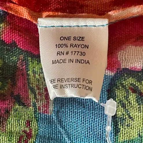 Mossimo Supply Co Blue Floral Wrap Scarf 100% Rayon Rectangular Oblong One Size