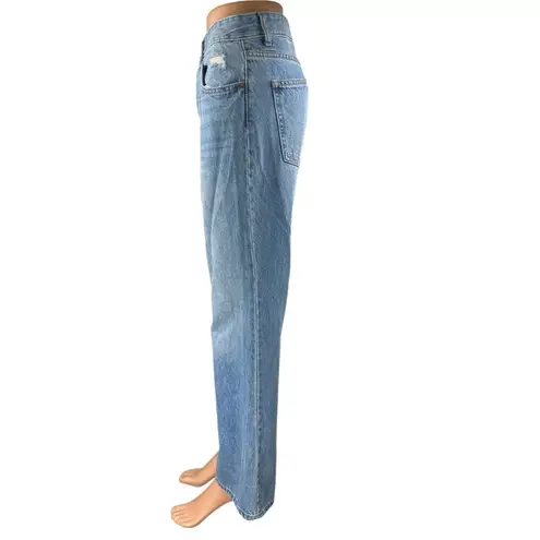 H&M  Women's Blue High Rise Distressed Straight Bootcut Flare Denim Jeans Size 10