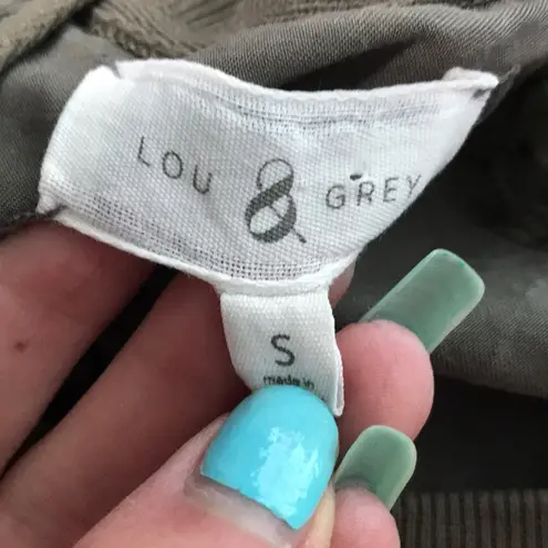 Lou & grey  Army Green Olive Cinch Waist Dress Small Drawstring Sporty Casual