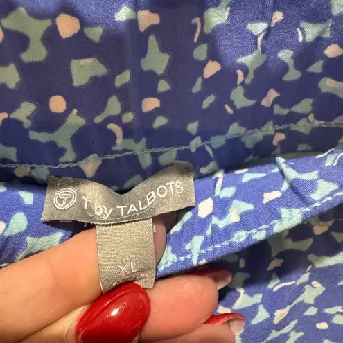 T by TALBOTS Blue and White Patterned Skirt Skort Tennis Skirt Size XL Sporty