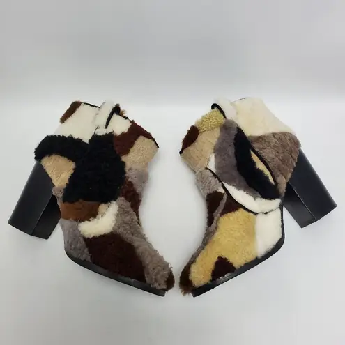 Laurence Dacade Pete Patchwork Shearling Fur Bootie Size 38.5 Brown