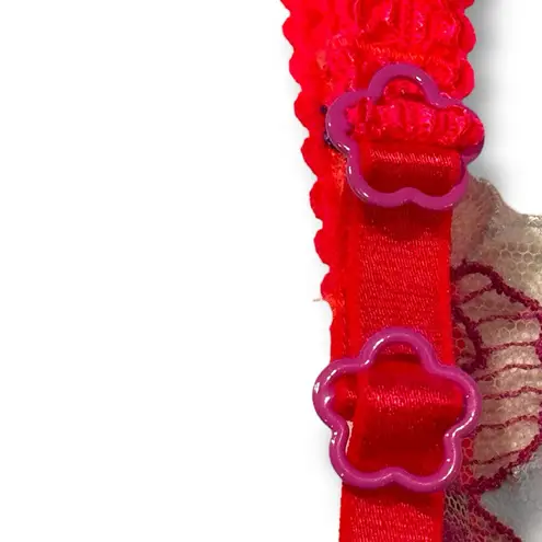 For Love & Lemons Shimmer Zinnia Embroidery Y2K Sheer Underwire Bra 36D NEW Size undefined