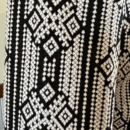 Nine West  Geometric Blazer Cardigan Jacket Black White Open Front Pockets Sz 6