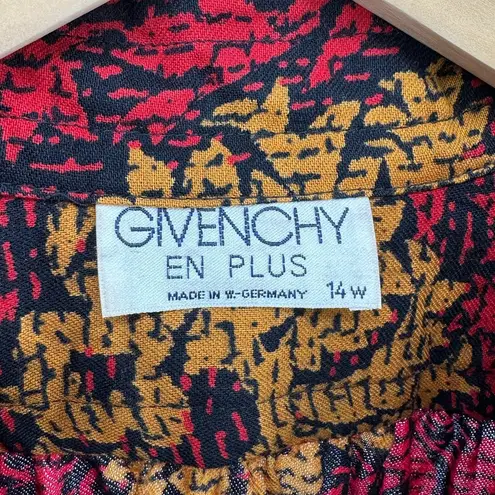 Givenchy En Plus 80’s Vintage Colorful Print Popover Long Sleeve Blouse Wool Top