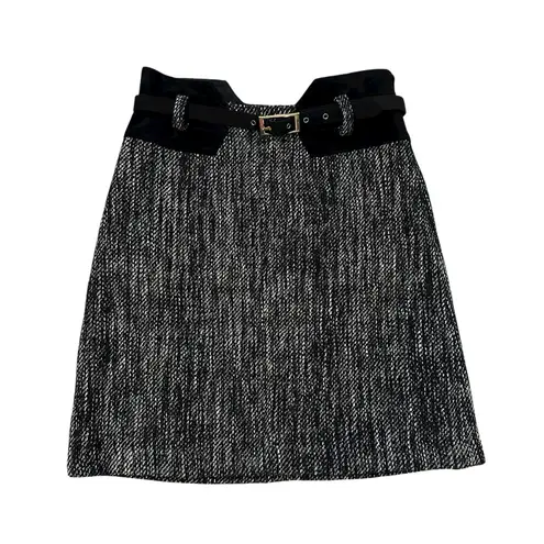 Milly black & cream tweed a-line belted skirt size 2