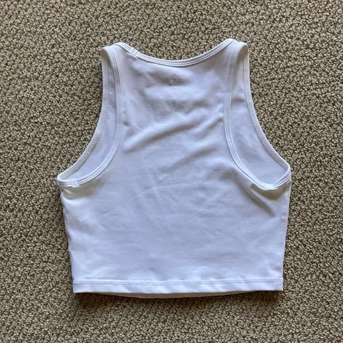 Buffbunny Collection NEW White Aurora Logo Crop Graphic Tank Top Size Small NWOT