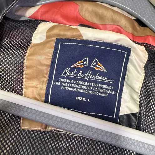 Mast & Harbour Camo Print Jacket Lightweight Full Zip Women's L Windbreaker Red Size L