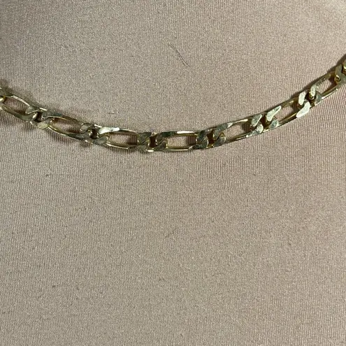 Vtg Monet Chain Link Choker Necklace Gold Tone Figaro Fold Clasp