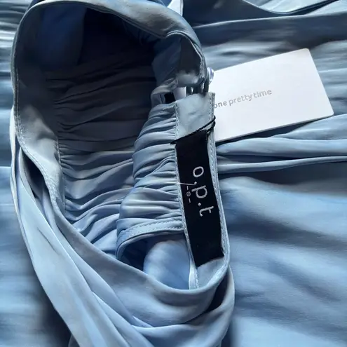 O.P.T. Halter Maxi Dress | NWT | Satin Pleated Baby Blue| Size Small Blue