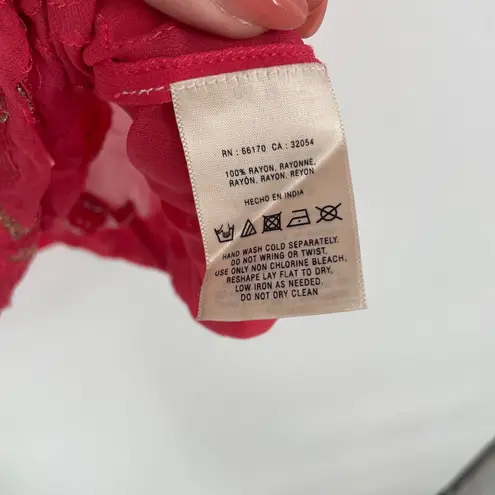 Moulinette Soeurs Beaded Tank Top Coral Pink Sheer Beaded Embellishment Size 4