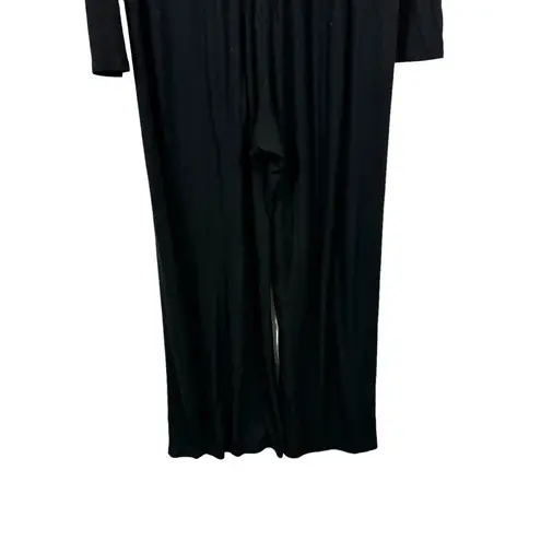 LNA Kalaya Ribbed Knit Black Long Sleeve Bodycon Lace Up Front Jumpsuit Size 1X