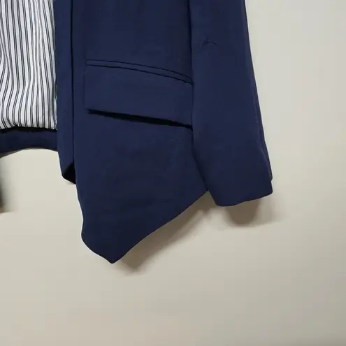 Quince Crepe Open Front Blazer Sz M Navy Blue Wrinklefree Career Shoulder Pads