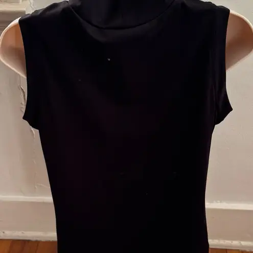 Vintage Lucy Perida black high neck sleeveless top, size L Made in USA stretchy Size L