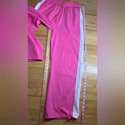 OTOS Activewear Womens Barbie Pink stripe Nylon W/Drawstring Ankle pants|Size:L Size L