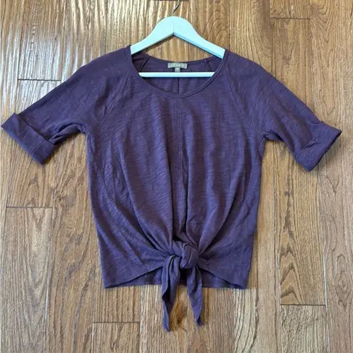 Lilla P purple cotton short sleeve tie detail shirt Small Purple