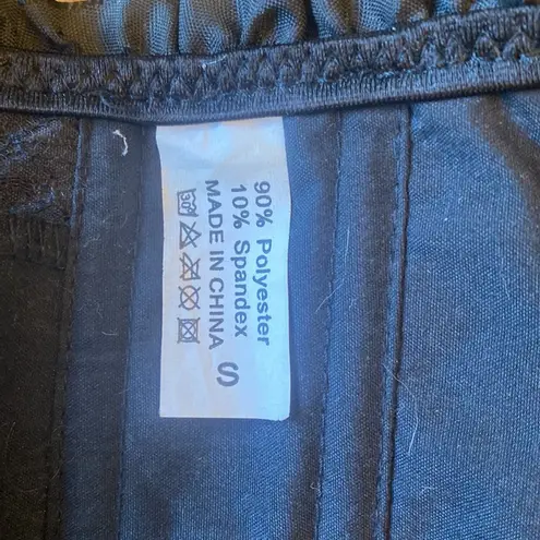 Black lace corset tie up back front silver hardware closure front thumbnail 7